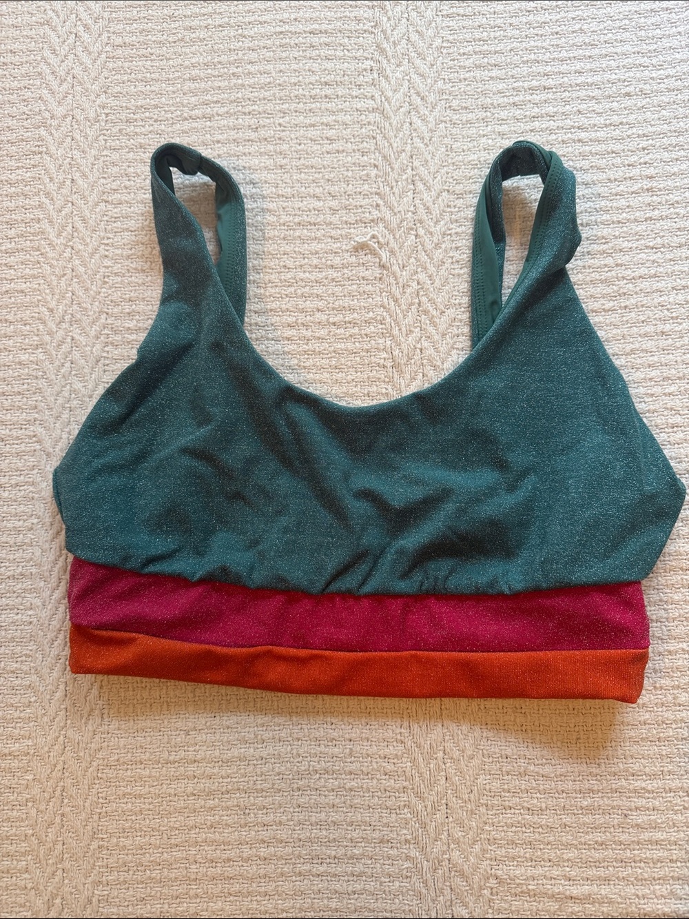 Beach Riot Colorblock Scoop Bathing Suit Top in Teal, Berry & Rust